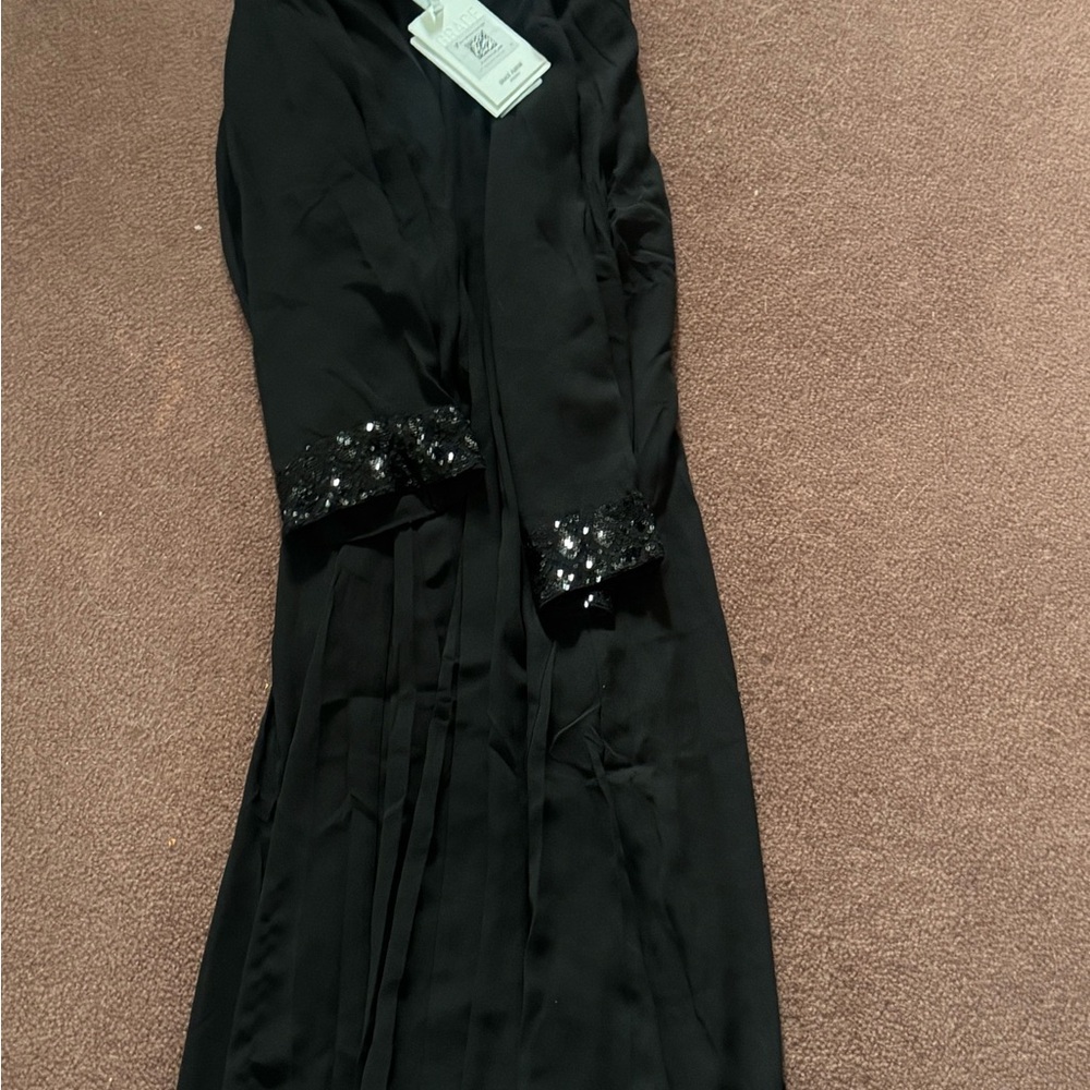 Black sequin edge sleeve beach cover up
